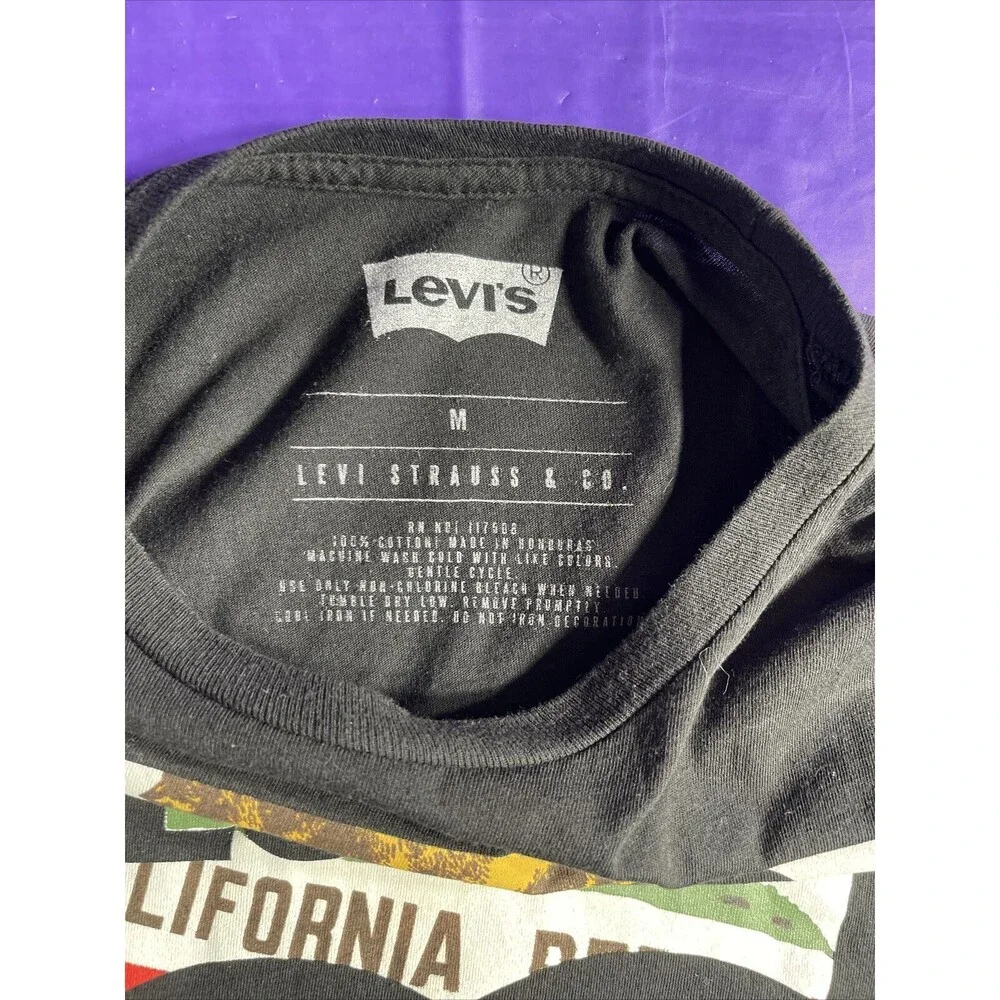 Levi's Mens Black California‎ Flag Logo T-Shirt Size M